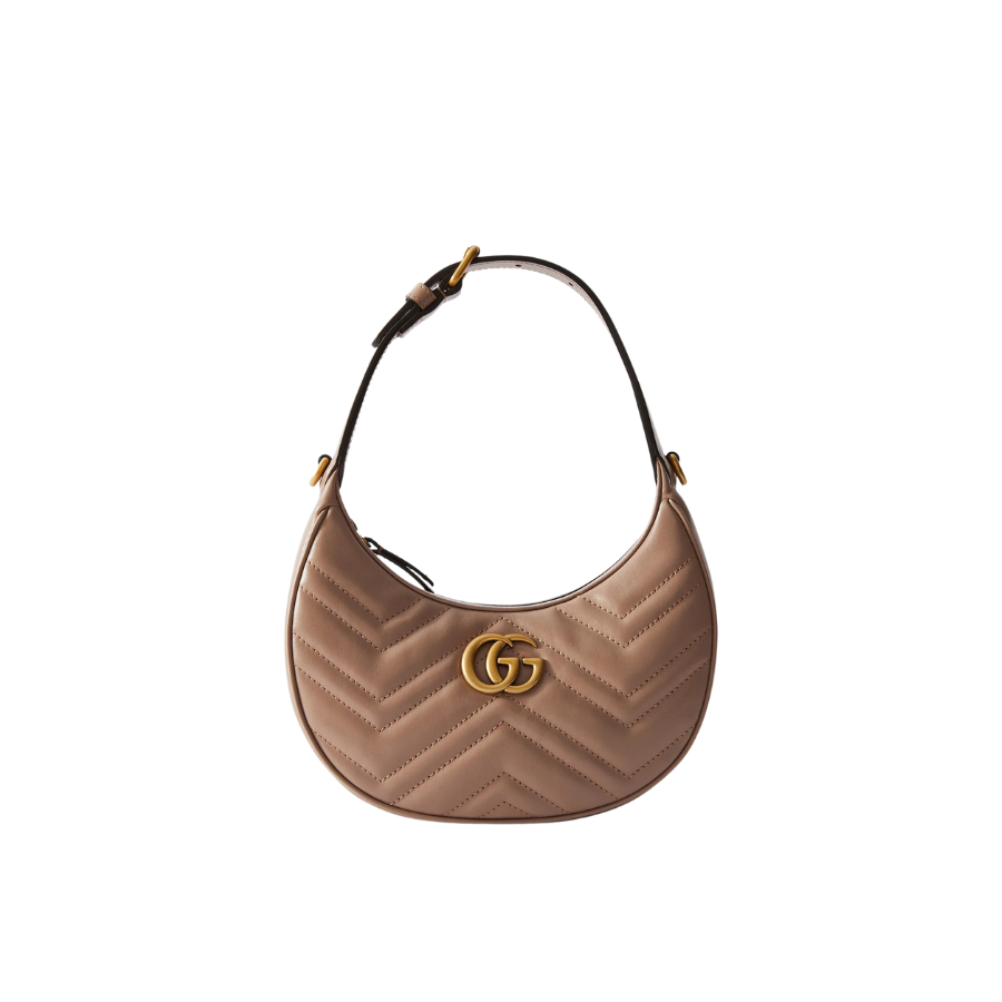 Gucci Marmont Half Moon Shaped Mini Bag Beige For Women, Women’s Bags 8.5in/22cm GG