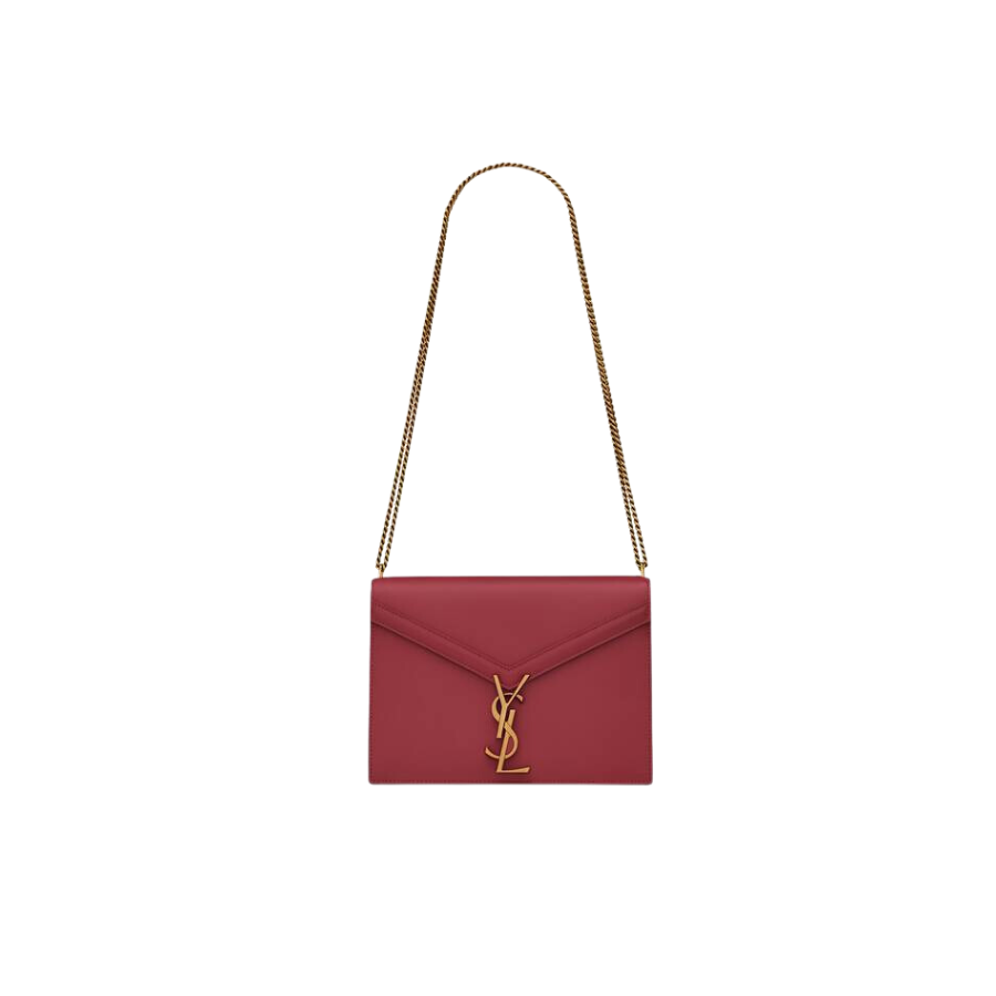 Saint Laurent Cassandra Medium Chain Bag Burgundy For Women 8.7in/22cm YSL 532750BOW0W6008