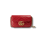 Gucci GG Marmont Leather Super Mini Bag Red For Women 6.4in/16.5 cm 476433 DTDCT 6433