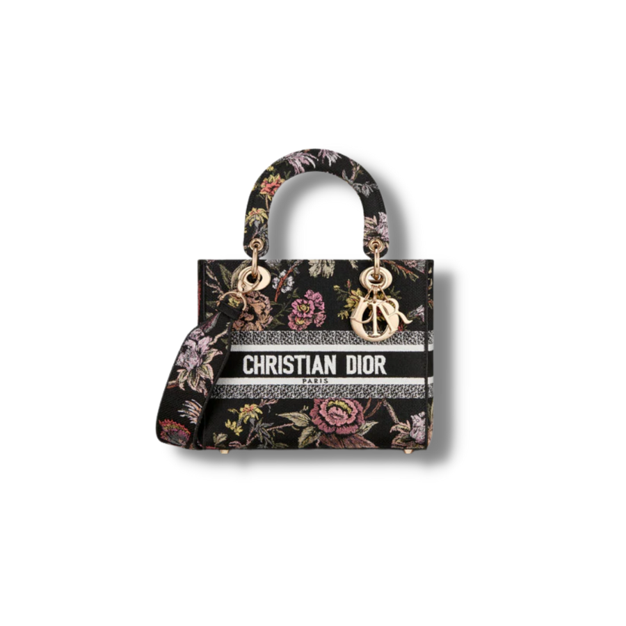 MEDIUM LADY D-LITE BAG Black Multicolor Dior Jardin Botanique Embroidery – M0565ORZB_M911