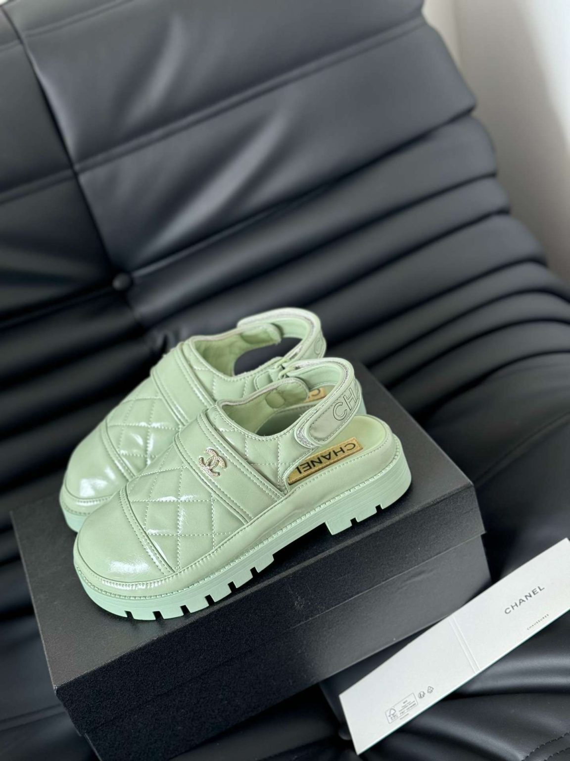 Chanel Velcro Sandal Green For Women