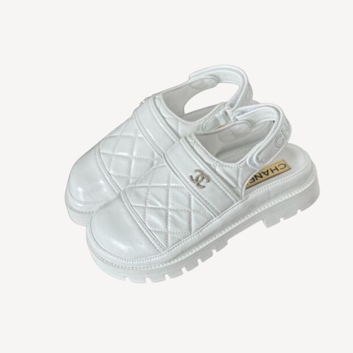 Chanel Velcro Sandal White For Women