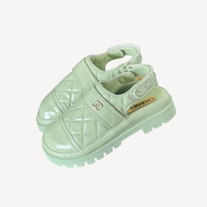 Chanel Velcro Sandal Green For Women