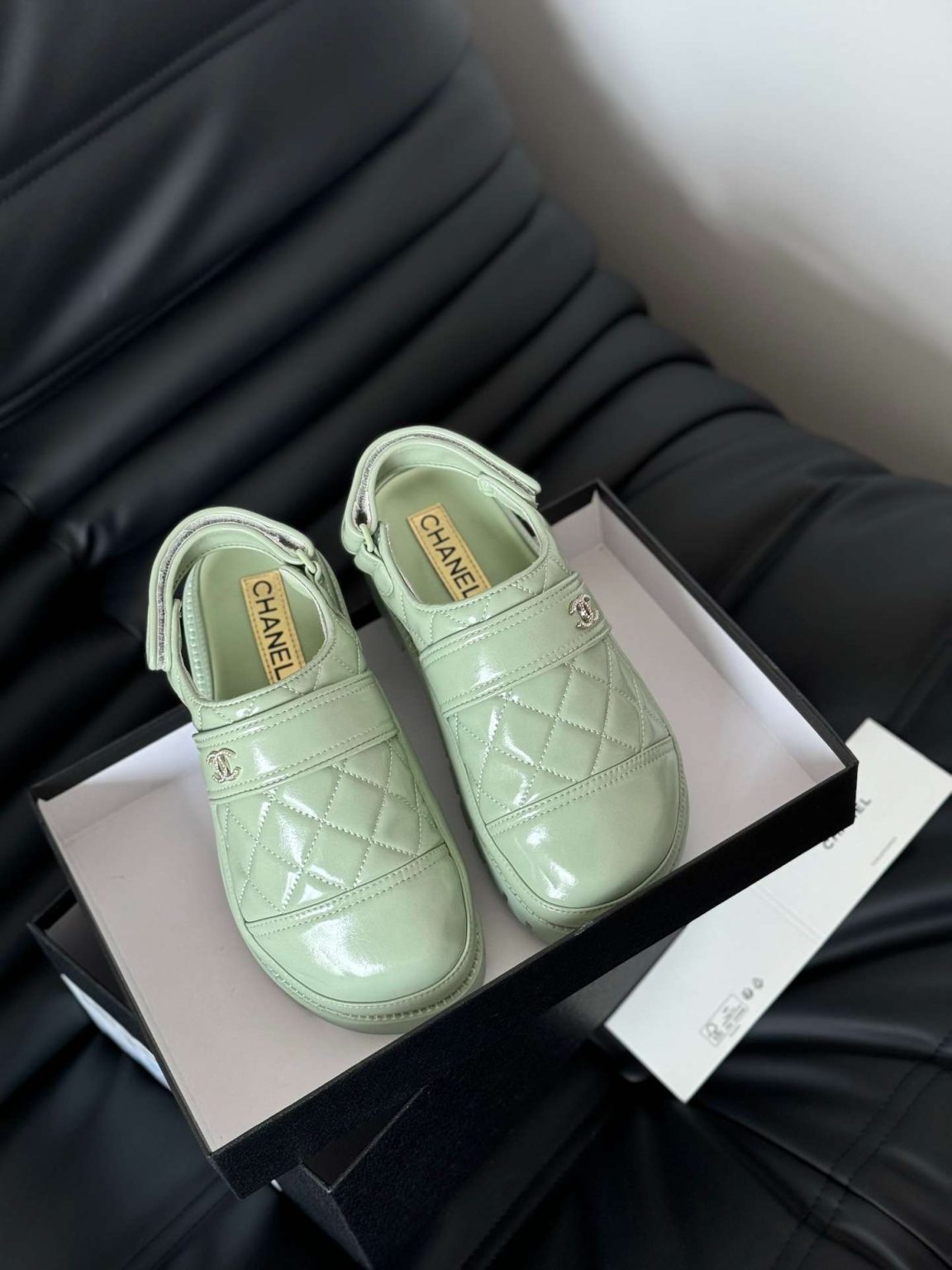 Chanel Velcro Sandal Green For Women