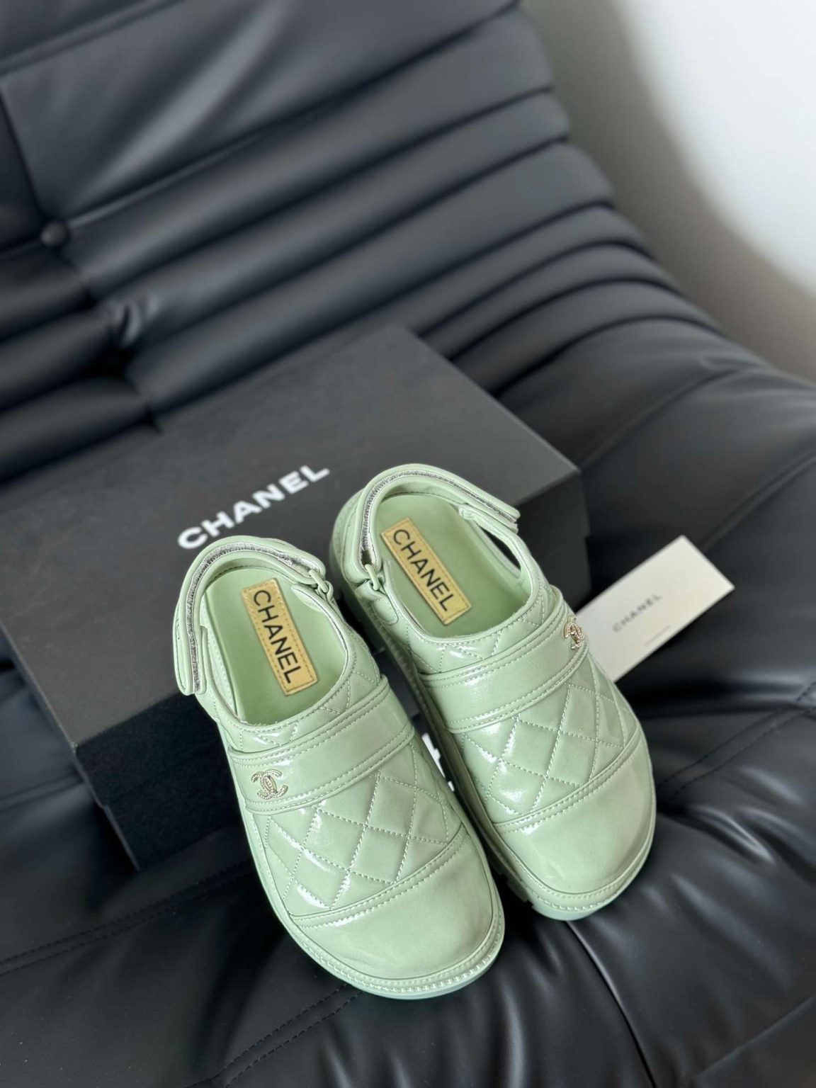 Chanel Velcro Sandal Green For Women