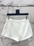 Saint Laurent Velvet Side Zipper Shorts White For Women