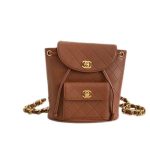 Chanel Vintage Duma Backpack Brown For Women 8.3in / 21cm