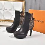 Louis Vuitton Afterglow Platform Ankle Boot Patent Monogram Material Black For Women LV 1A9SEE