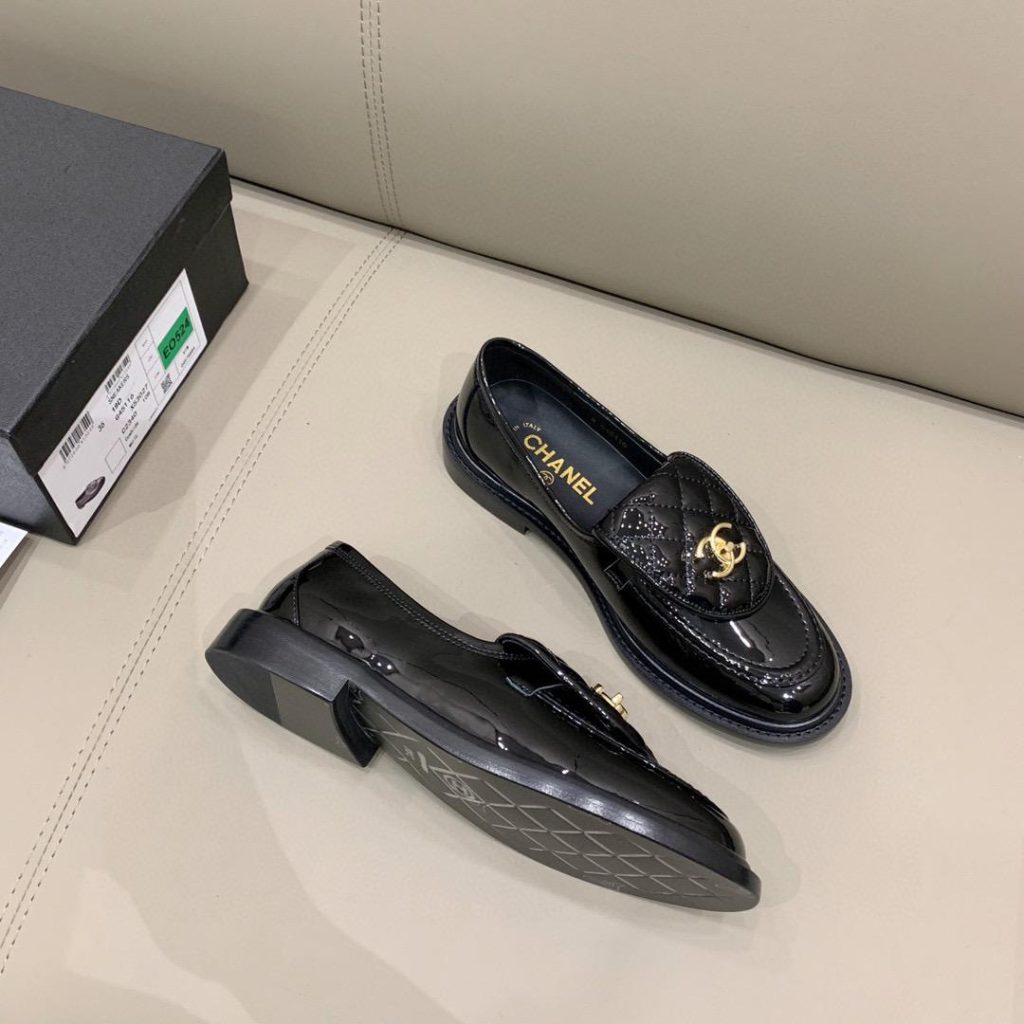 Chanel Loafers Shiny Black For Women, Women’s Shoes G36646