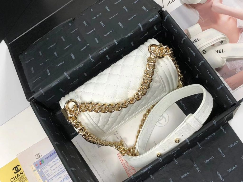 Chanel Boy Flapbag White For Women 7.9in/20cm