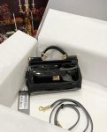 Sicily Bag In Polished Black Mini Size For Women 18cm/ 7 Inches