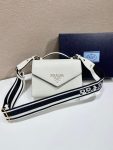 Prada Monochrome Saffiano Bag White For Women, Women’s Bags 8.2in/21cm 1BD317_2ERX_F0009_V_3O3