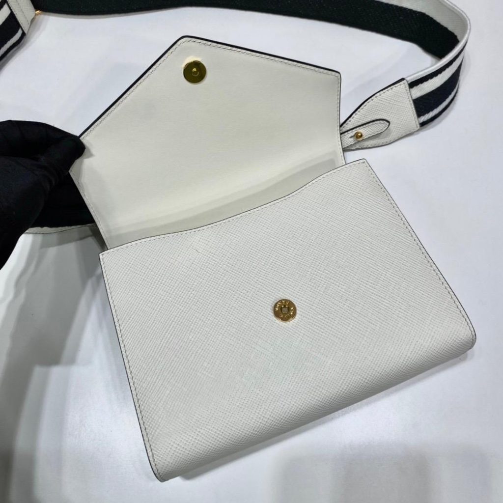 Prada Monochrome Saffiano Bag White For Women, Women’s Bags 8.2in/21cm 1BD317_2ERX_F0009_V_3O3