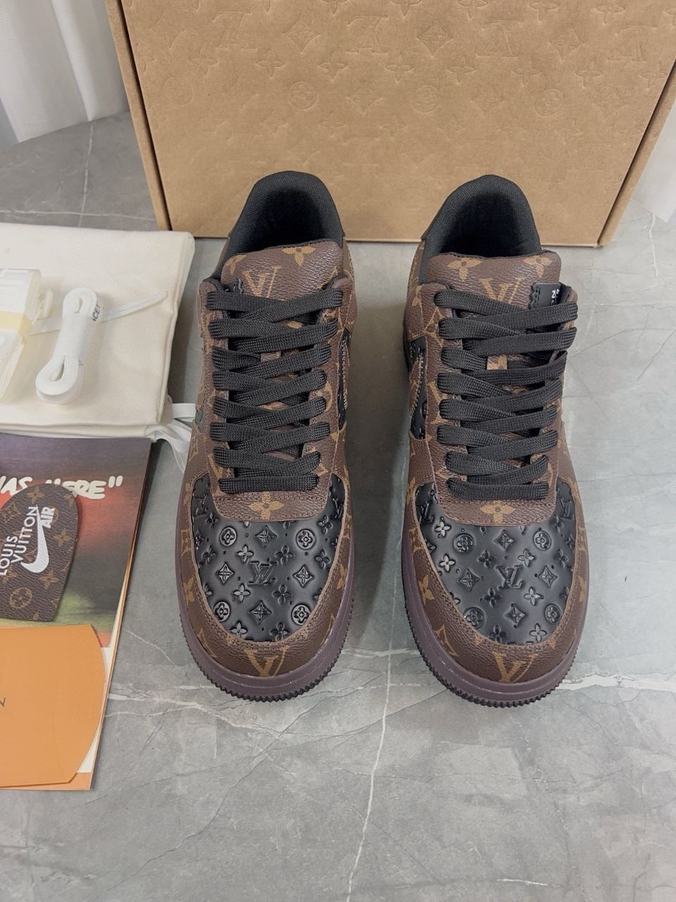 Louis Vuitton And Nike “Air Force 1” By Virgil Abloh Black-Brown For Men, Men’s Shoes