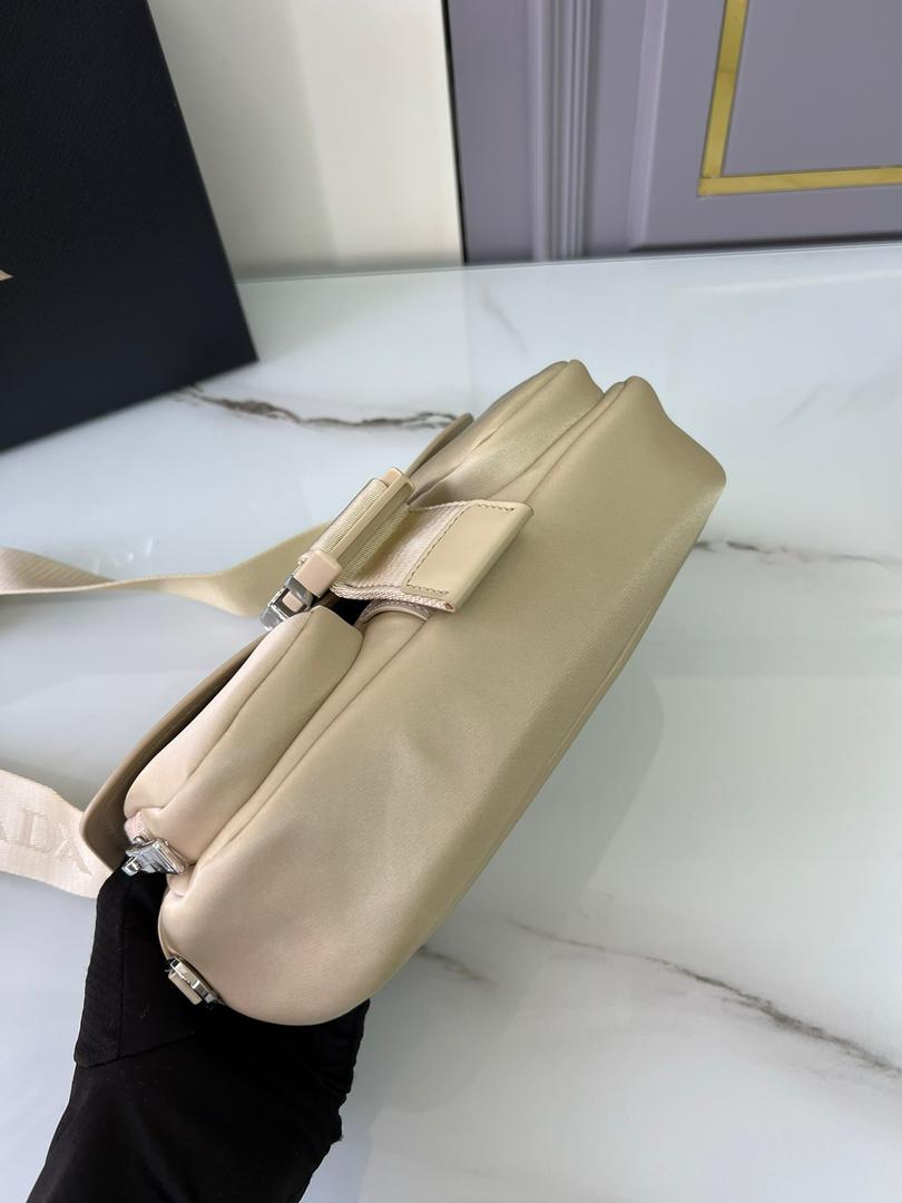 Prada Pocket Nylon And Brushed Bag Beige For Women, Women’s Bags 9in/23cm 1BD295_789_F0F24_V_BFO