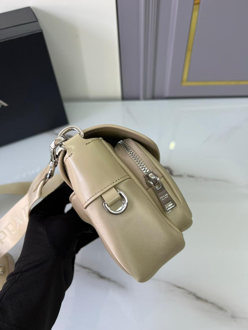 Prada Pocket Nylon And Brushed Bag Beige For Women, Women’s Bags 9in/23cm 1BD295_789_F0F24_V_BFO