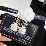 White Camellia Flower Earrings Gold Tone For Women