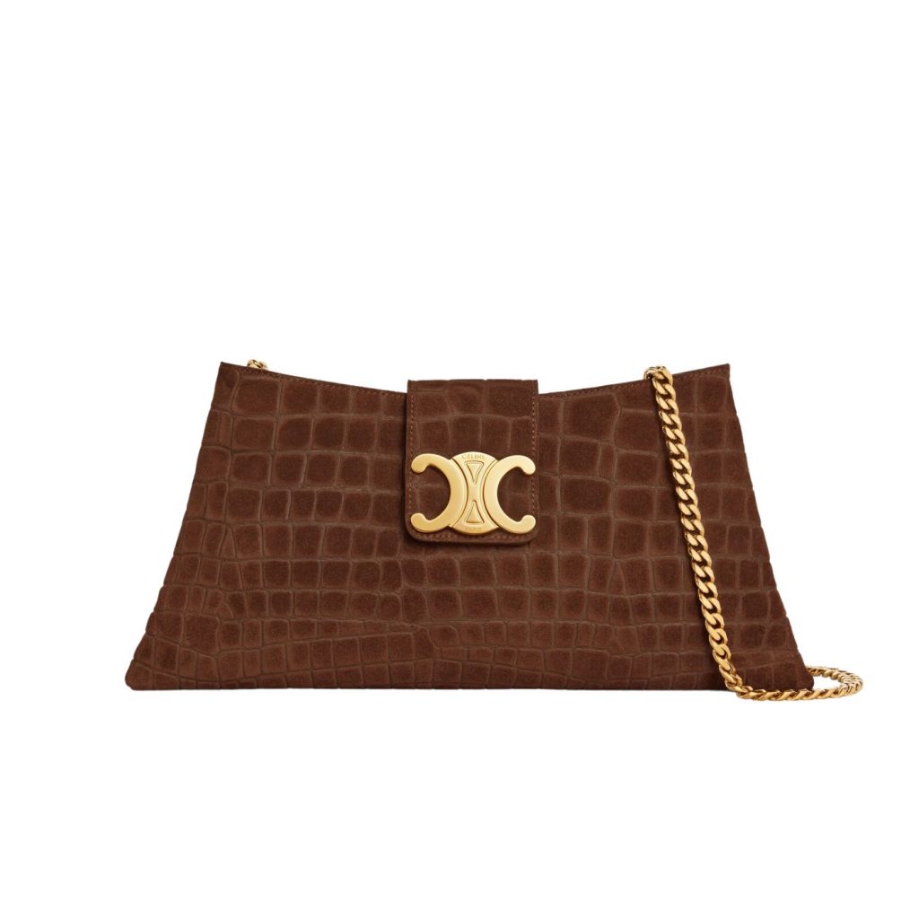 Celine Wiltern Clutch Triomphe Soft Black/Brown For Women 31.5cm / 12in 113673FFJ.19BR