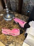 Chanel Woolen High Heel Slingback Sandals Pink For Women