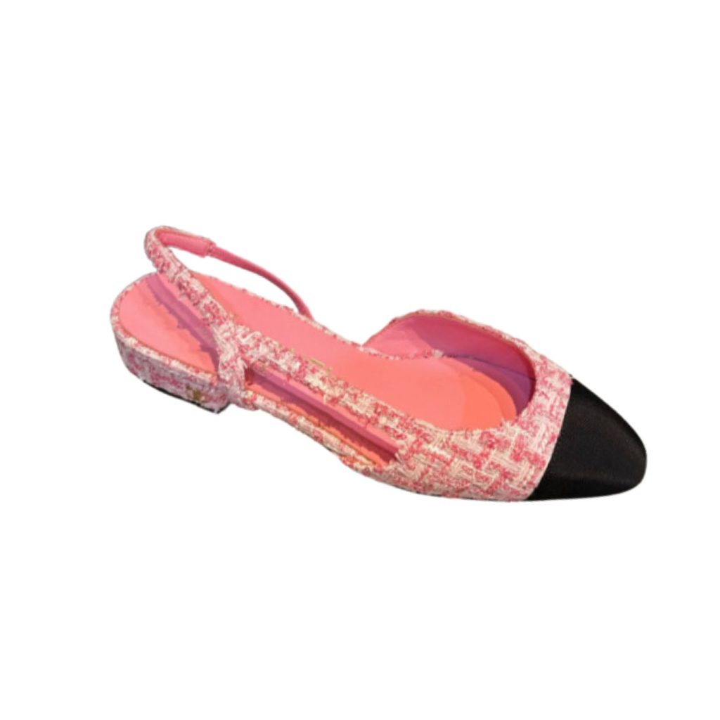 Chanel Woolen Lat Lace Up Sandals Pink For Women