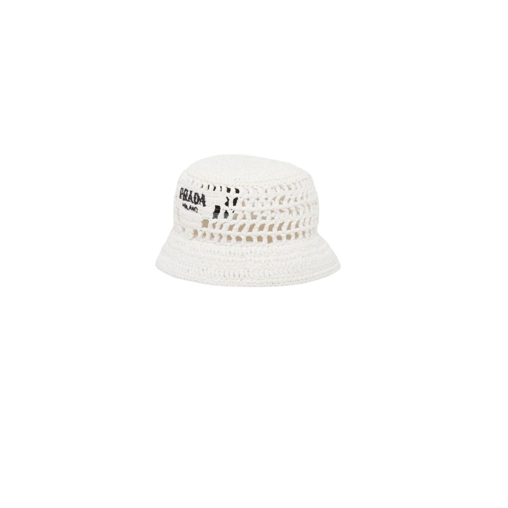 Woven Fabric Bucket Hat White For Women 1HC137_2A2T_F0009