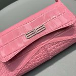 Balenciaga XX Crocodile Embossed Flap Bag White/Black/Green/Pink/Blue For Women 16in/27cm 6956452108X1000