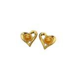 Yellow Stone Hollow Heart Earrings Gold Tone For Women