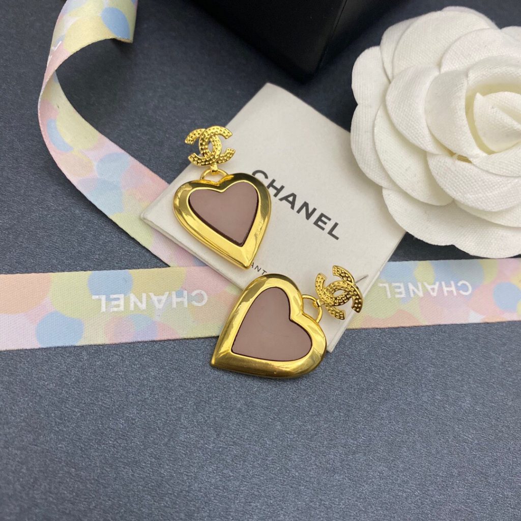 Yellow Thick Border Heart Earrings Gold Tone For Women