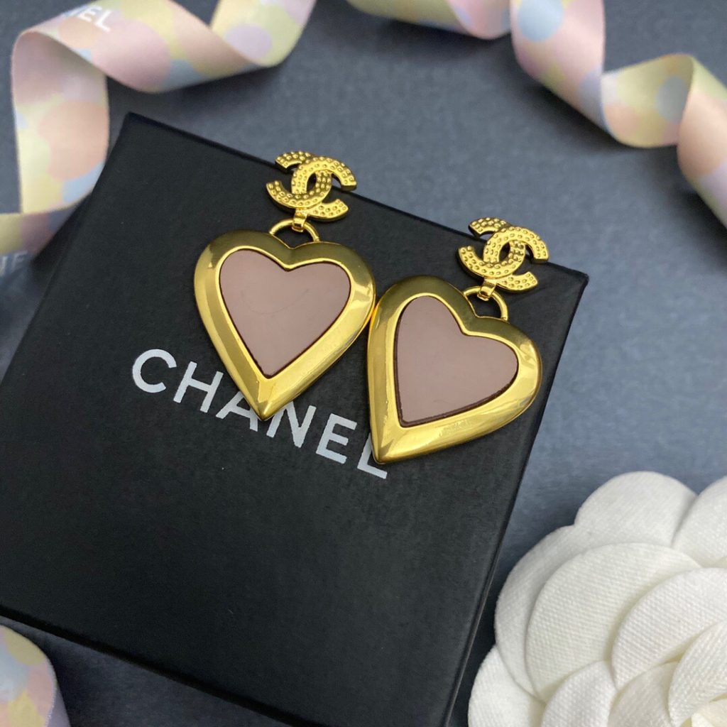 Yellow Thick Border Heart Earrings Gold Tone For Women