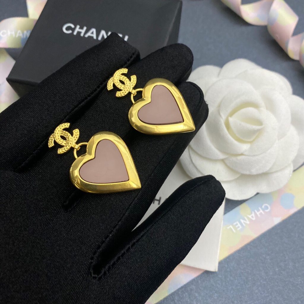 Yellow Thick Border Heart Earrings Gold Tone For Women