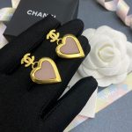 Yellow Thick Border Heart Earrings Gold Tone For Women