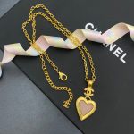 Yellow Thick Border Heart Necklace Gold Tone For Women