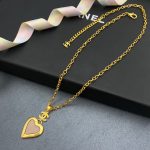 Yellow Thick Border Heart Necklace Gold Tone For Women