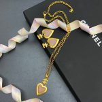 Yellow Thick Border Heart Necklace Gold Tone For Women