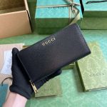 Gucci Zip Around Wallet With Script Black For Women 20cm / 7.8in 772642 0OP0N 1000