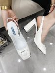 Prada Patent Sling-Back Pumps White For Women 3.5in/90mm PRD