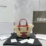 Celine Teen Triomphe Classic Pannier Tote Dark Pink For Women 8in/20cm