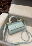 Dolce & Gabbana Small Sicily Bag In Dauphine Azure For Women 7.5in/19cm DG