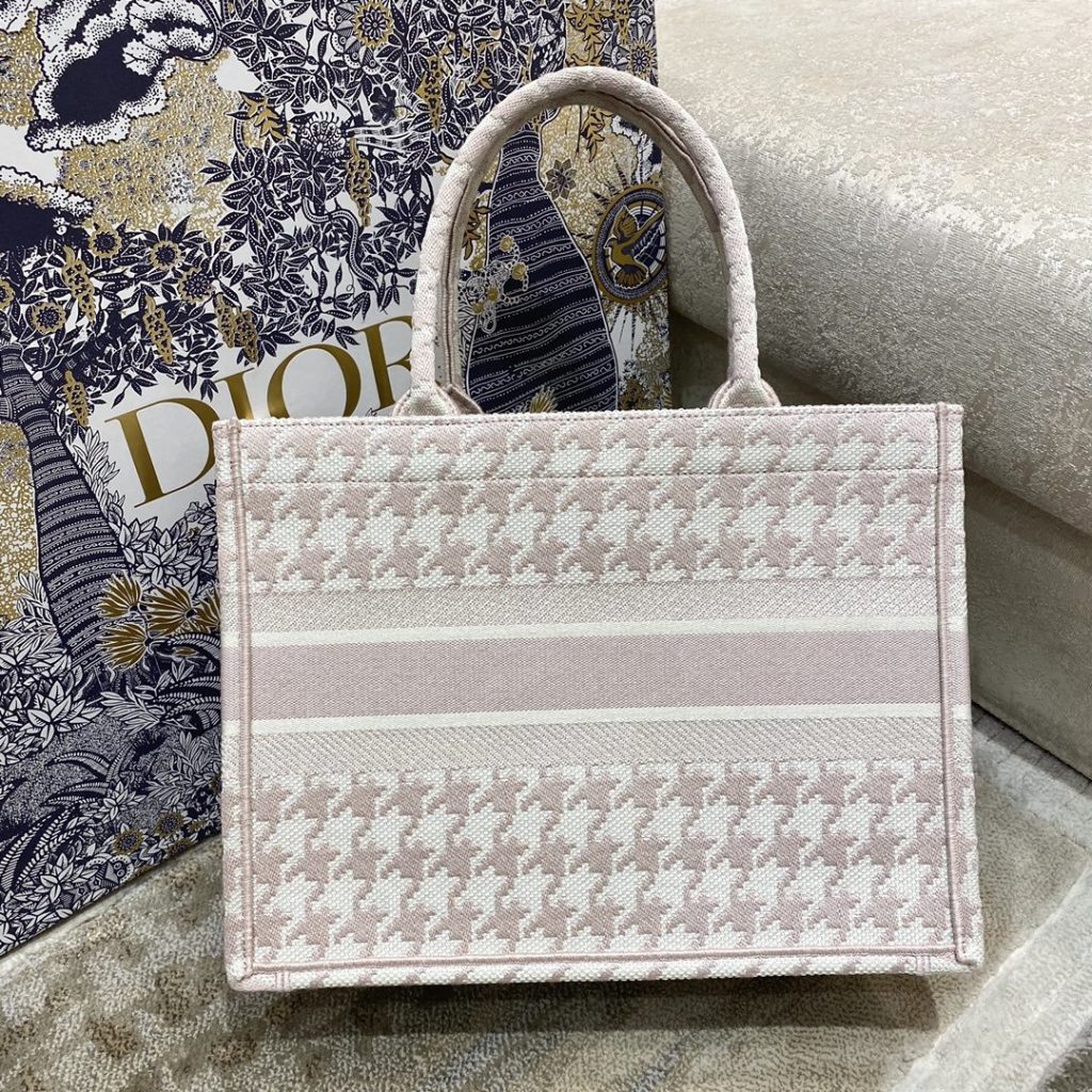 Christian Dior Medium Dior Book Tote Pastel Houndstooth Embroidery, Pastel, For Women Women’s Handbags, Shoulder Bags, 36cm CD