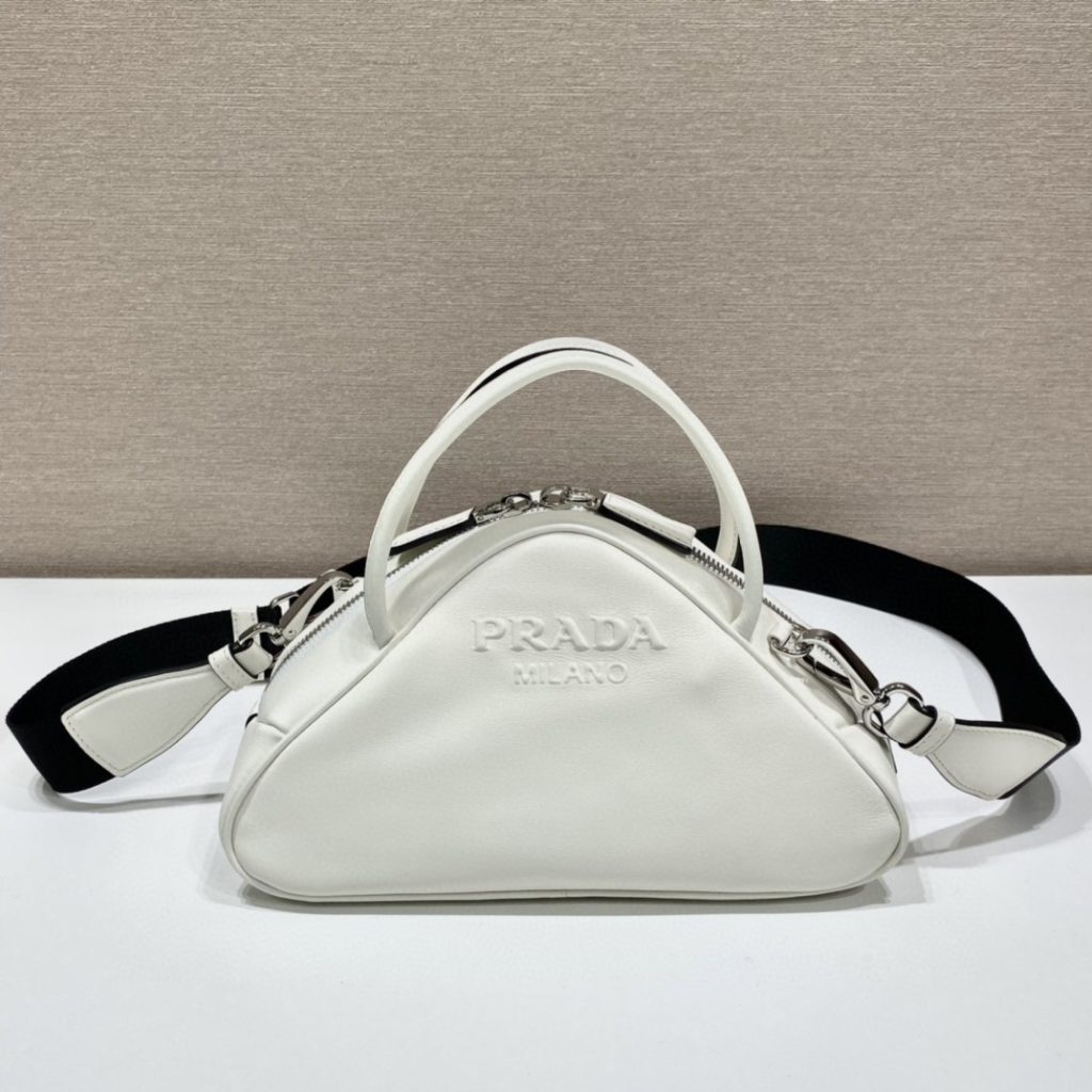 Prada Triangle Bag White For Women, Women’s Bags 9.8in/25cm 1BB082_2BYA_F0009_V_NEO