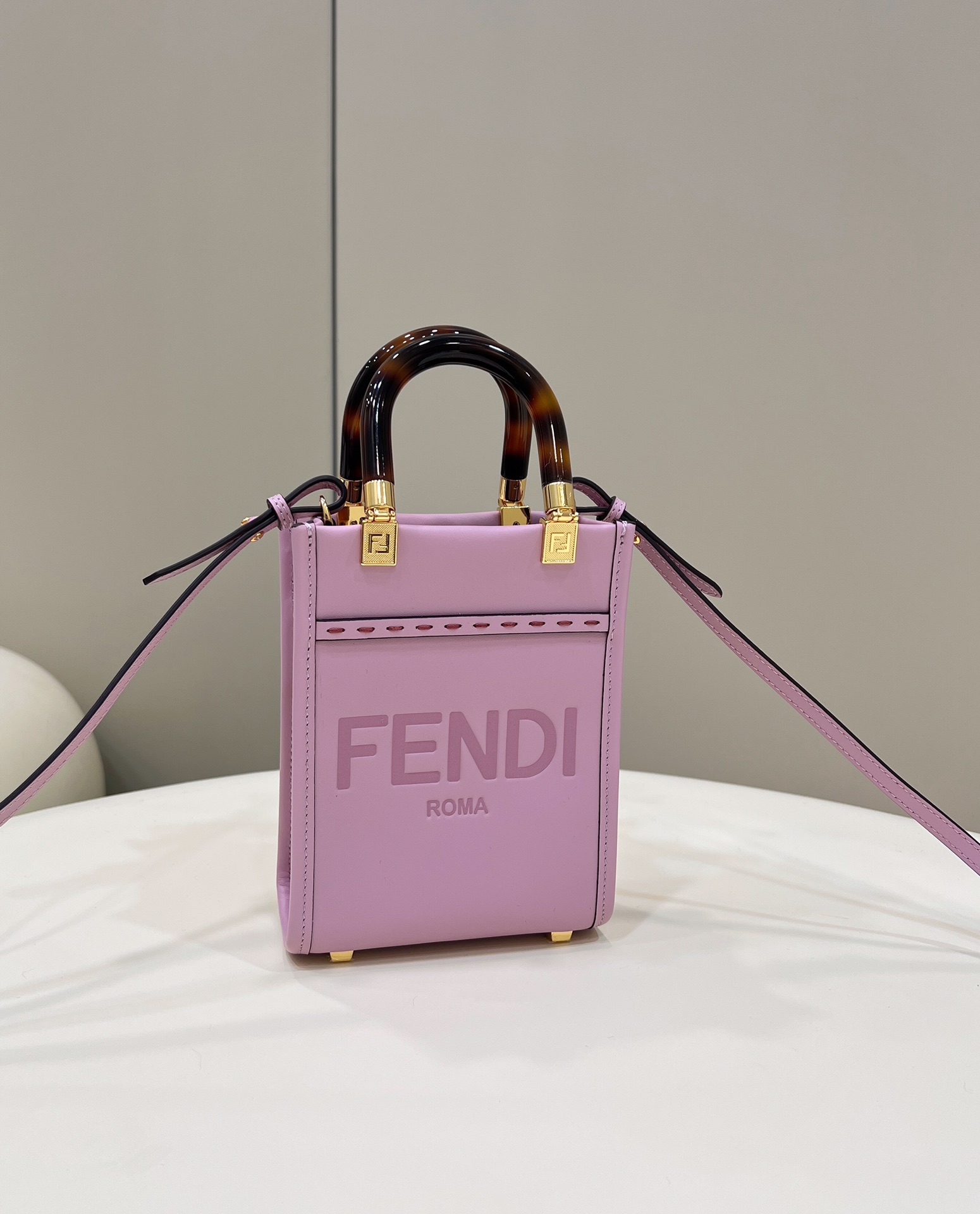 Fendi Sunshine Shopper Lilac Mini Bag For Woman 13cm/5in