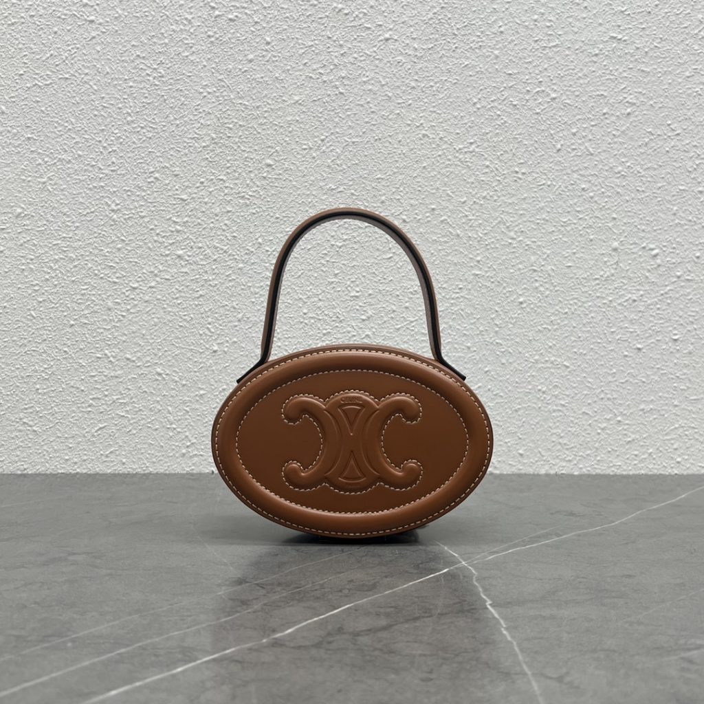 Celine Oval Minaudiere Cuir Triomphe Brown For Women 6in/11.5cm 198613DU6.04LU