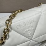 Prada System Nappa Patchwork Shoulder Bag White For Women, Women’s Bags 7.5in/19cm