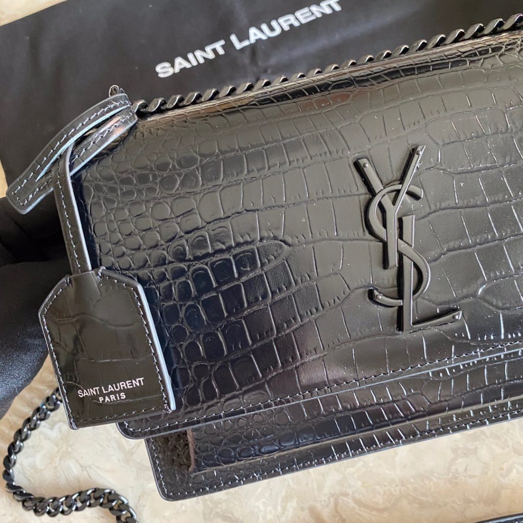 Saint Laurent Sunset Medium Chain Bag Black For Women 8.6in/22cm YSL 442906DND0U1000