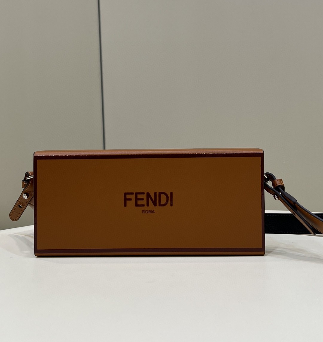 Fendi Horizontal Box Brown Bag For Woman 10.5cm/4in