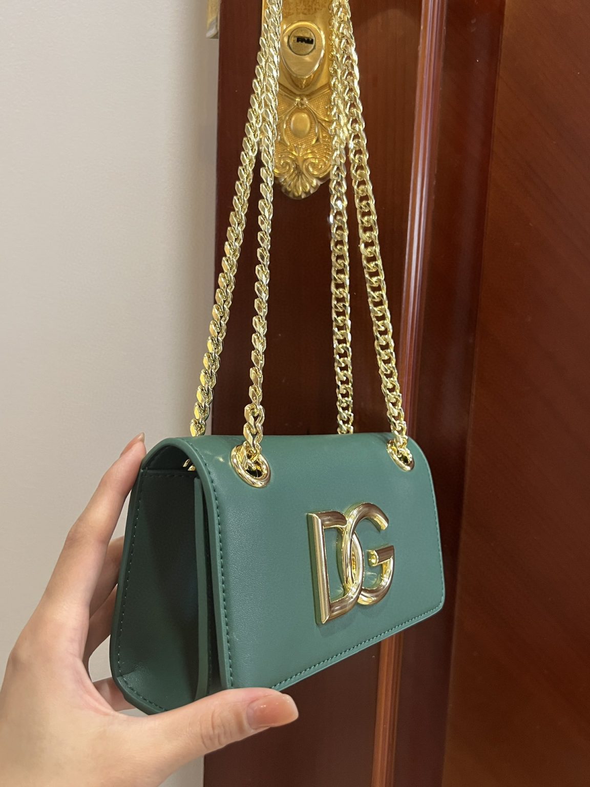 Dolce & Gabbana Polished 3.5 Phone Bag Green For Women 7.3in/19cm DG