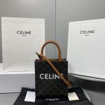 Celine Mini Vertical Cabas In Triomphe Canvas Brown For Women 7.2in/18cm 194372BZK.04LU