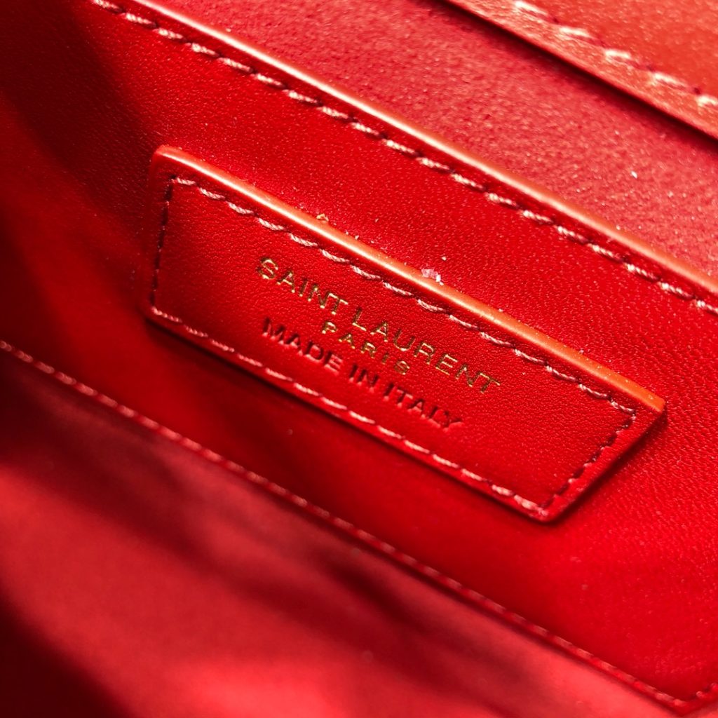 Saint Laurent Kate Medium Chain Bag With Tassel In Grain De Poudre Red For Women 9.4in/24cm YSL