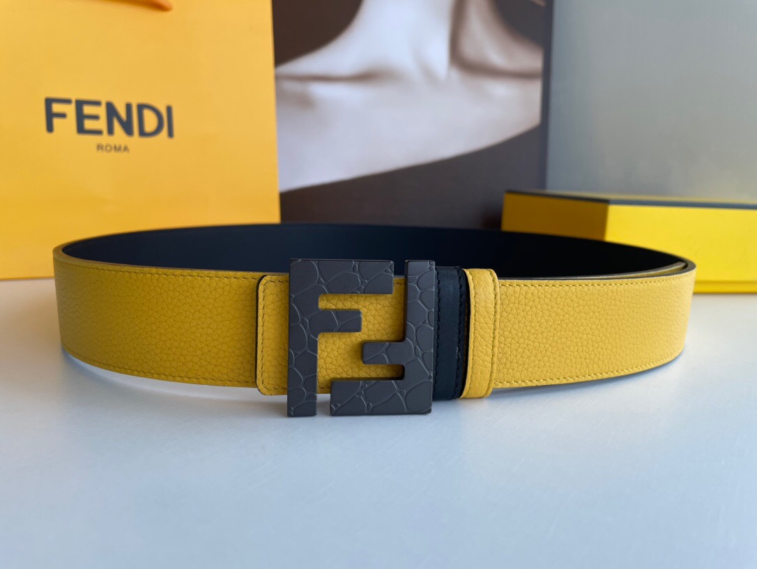 Fendi Belt With Double F Buckle Yellow For Women, Women Belt