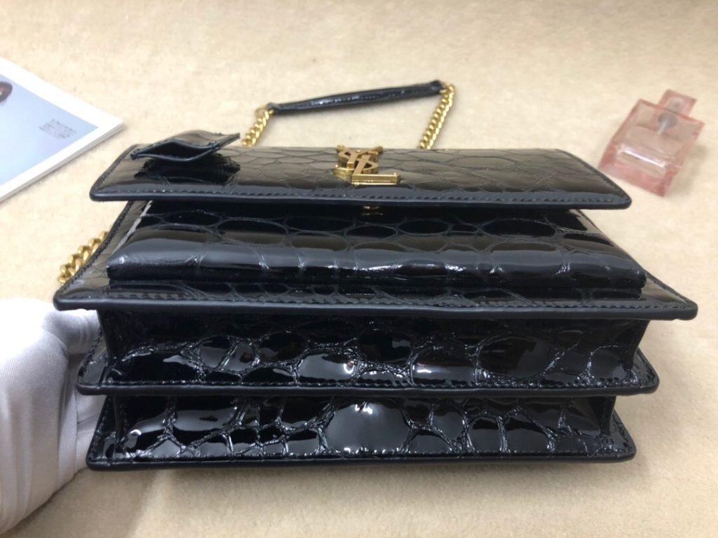 Saint Laurent Sunset Chain Wallet Black For Women 8.2in/21cm YSL